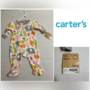 🆕CARTER’S - NB - NWT - INFANT GIRLS SAFARI ANIMAL SLEEPER